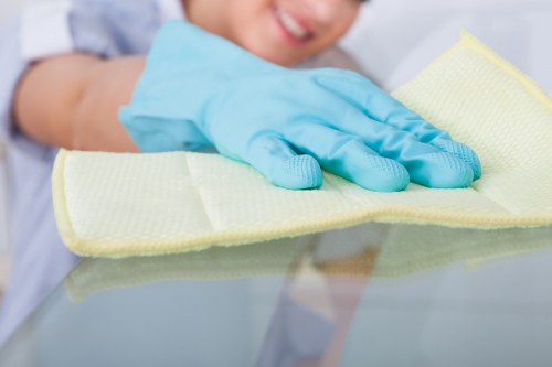 Carpet cleaning technician preparing equipment safely